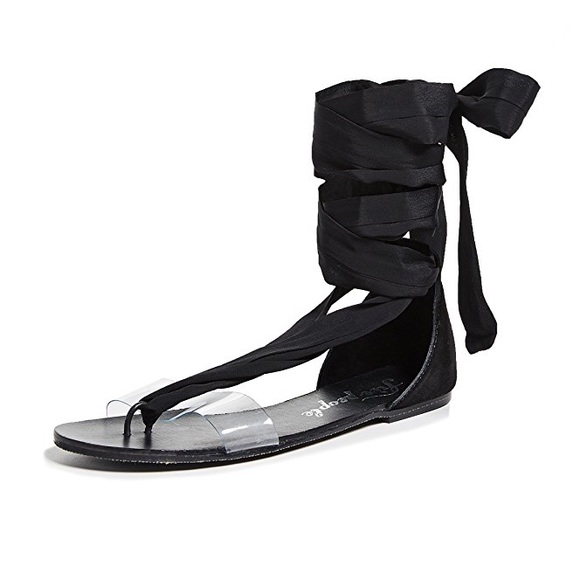 🆕 Free People Barcelona Wrap Sandal - Black - Picture 2 of 5
